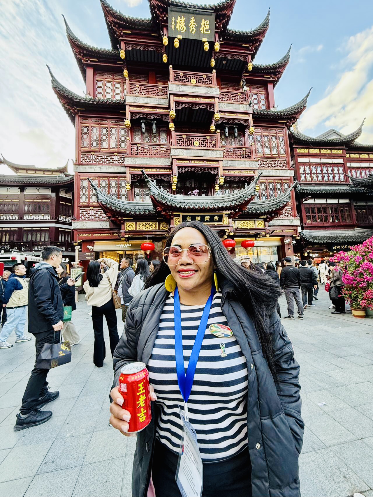 Gibby Memane outside a traditional pavilion in Shanghai's Yu Garden bazaar