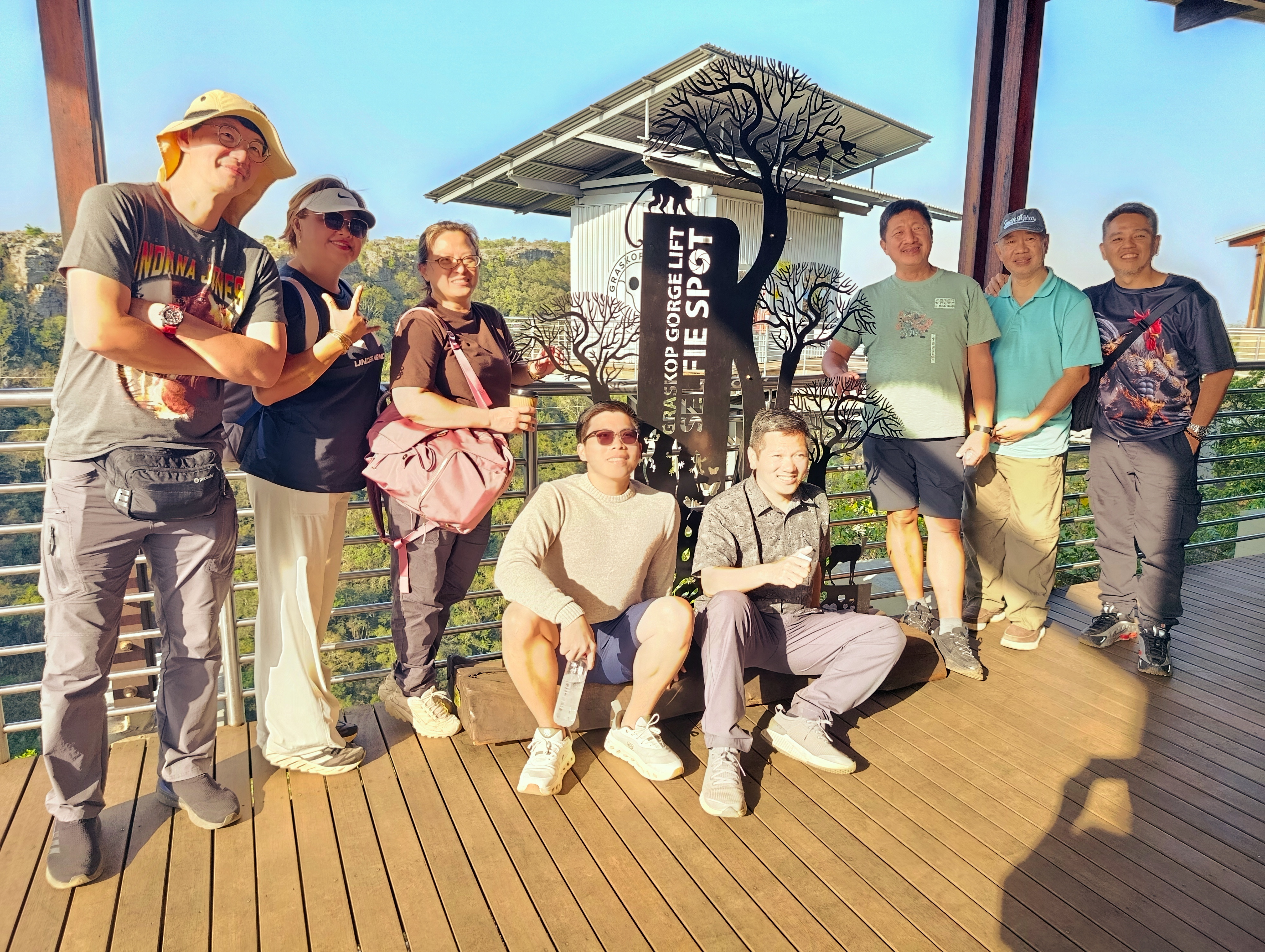 Guests at the Graskop Gorge Lift selfie spot on the Panorama Route