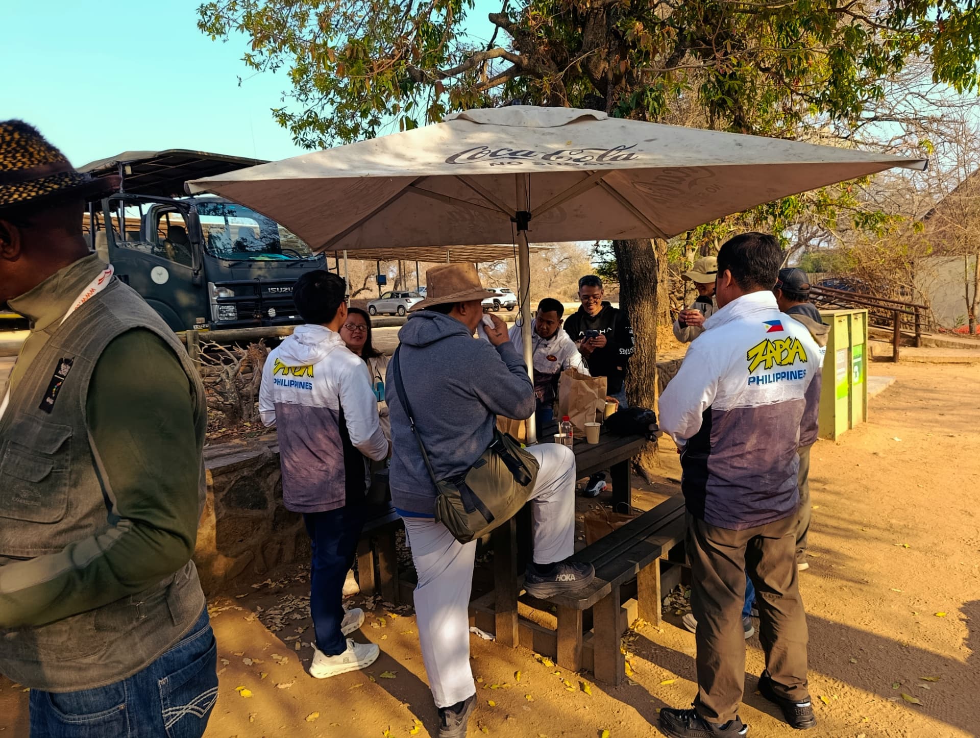 Coffee and picnic stop under the trees in Kruger