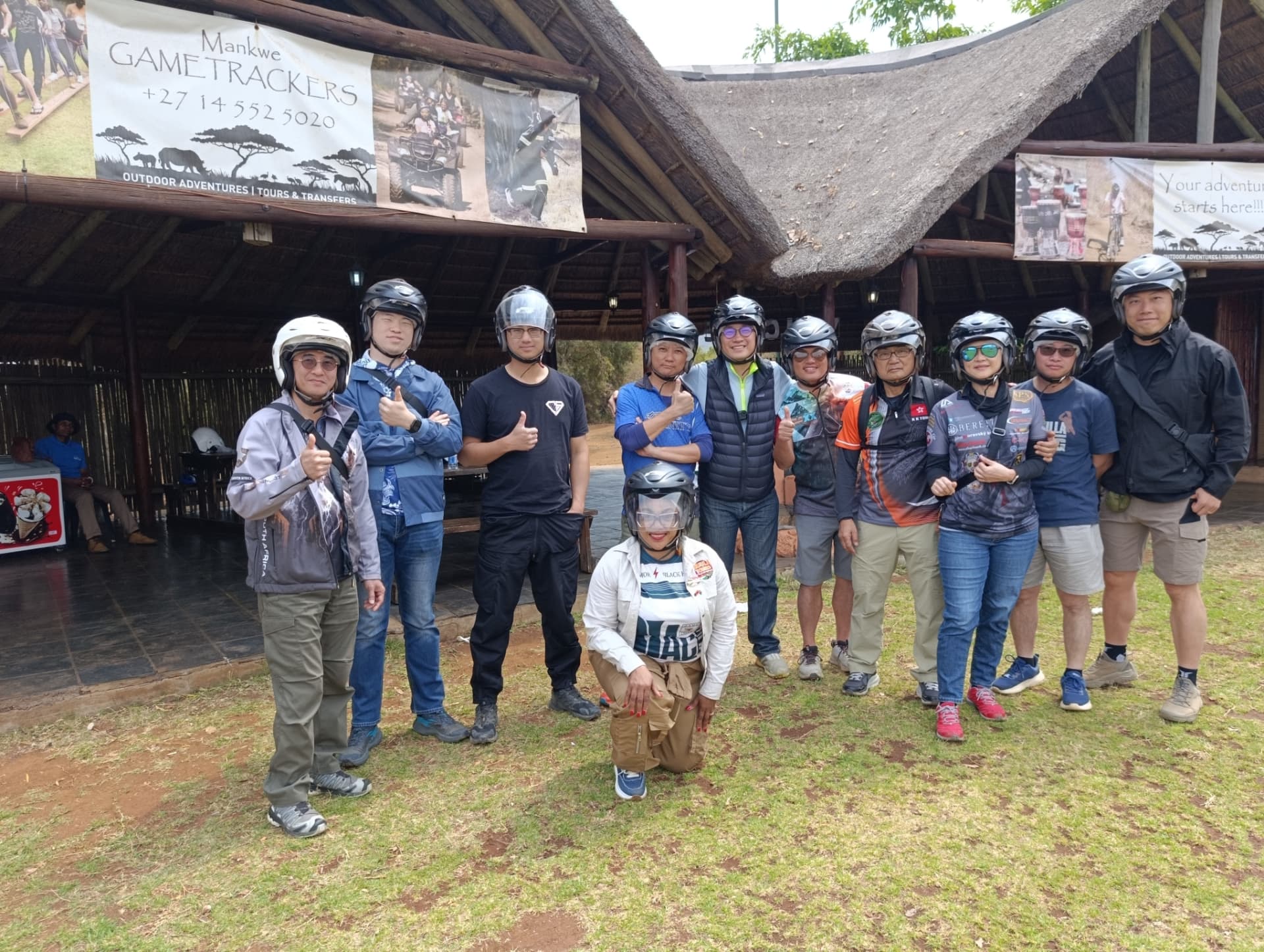 Quad bike group ready to ride at the adventure base camp