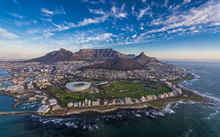 Aerial view of Cape Town and Table Mountain
